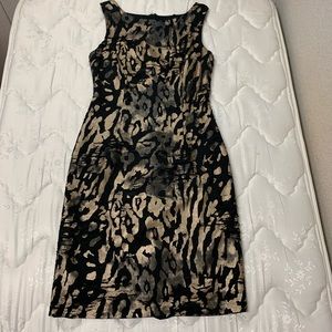 Frank Lyman black and gold sheath dress size 6